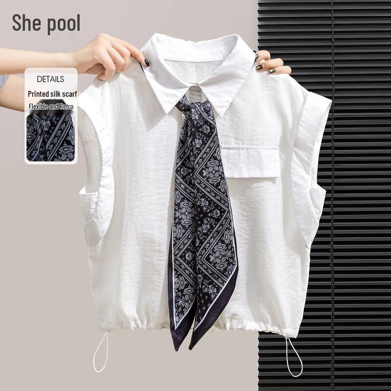 She Chi Designer Lapel Flutter Sleeve Blouse S белый