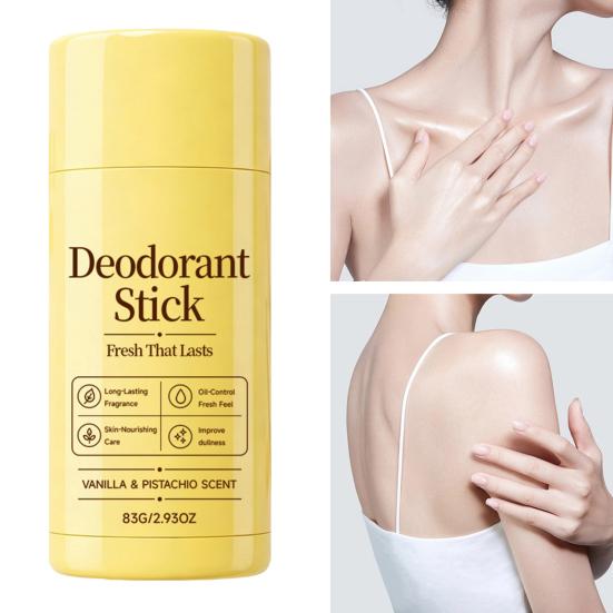 83G Vanilla & Pistachios Deodorant Stick, Odor Protection Perfumed Stick for Women & Men, Long Lasting Fresh Scent Underarm Care Cream Stick