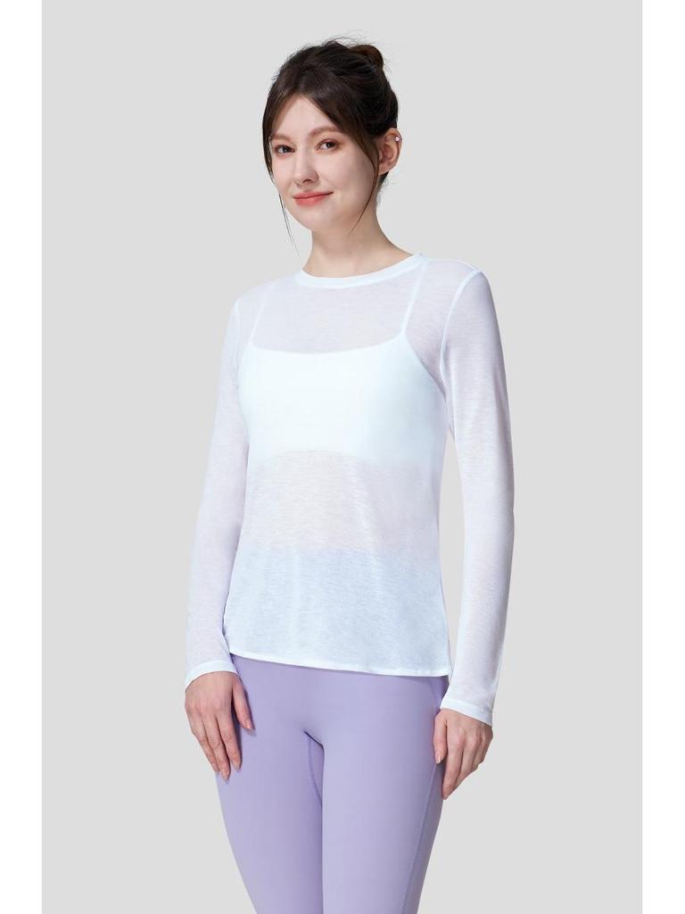 Women's Bamboo Yarn Quick-Dry Long Sleeve Yoga Top with Back Cross Design