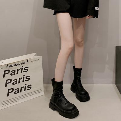Locomotiva retrò nero Stile britannico stivali platform Martin da donna 2025 nuovi autunnali stivaletti corti slim