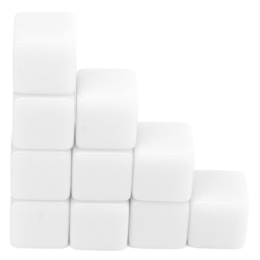 30 Pcs 16mm Dice Set Six Sided Blank Dice Write On Cubes Game for Math Teaching Education White