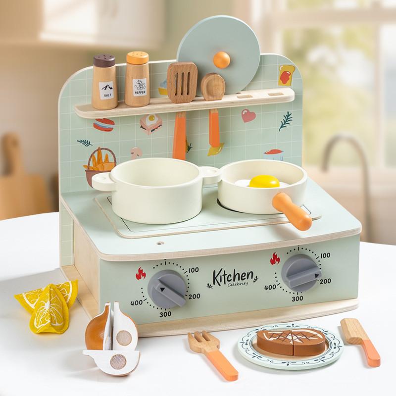 Wooden Mini Simulation Kitchen Utensil Set Children Toys For Imaginative Role Play