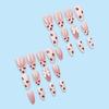 24pcs Short Press On Nail Almond Stick On Nail French Styles Full Cover False Nail with Strawberry Designs for Women