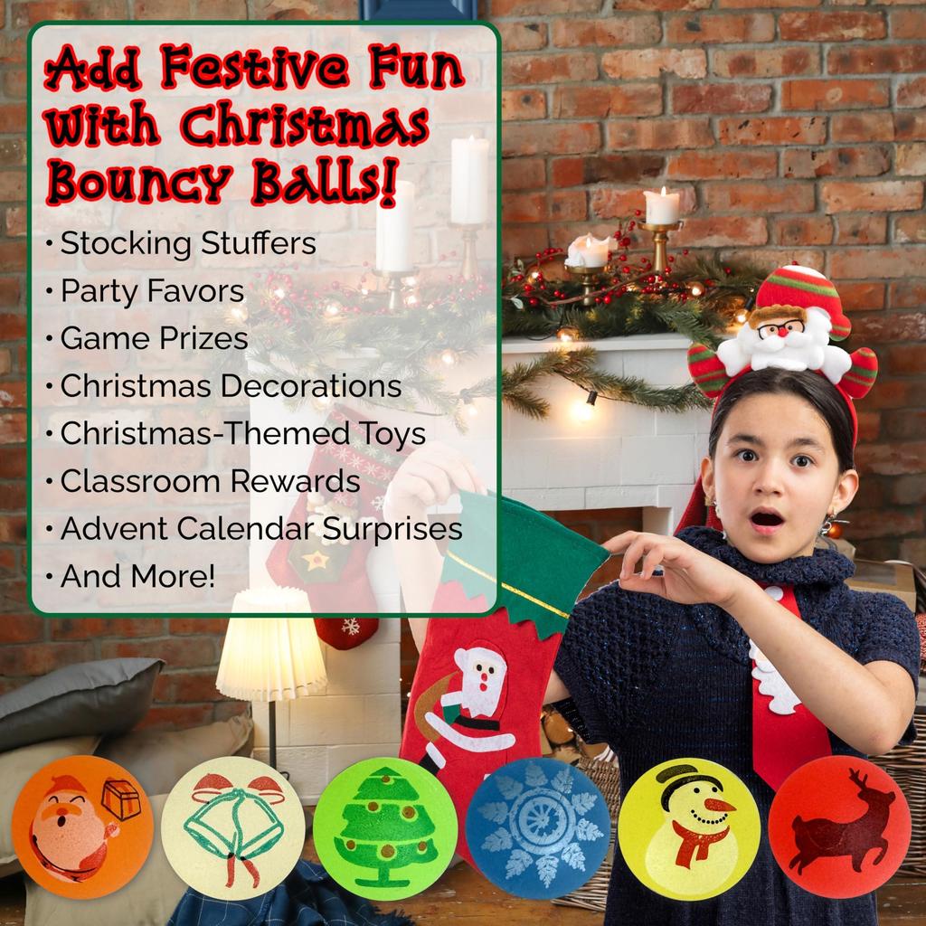 10Pcs Mini Christmas Theme Pattern Stretch Ball Game for Christmas New Year Carnival Party Supplies Best Gift Filler Prize Award