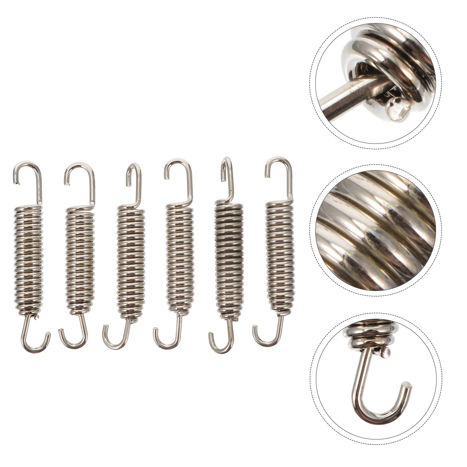 6Pcs Stainless Steel Exhaust Pipe Spring Motorcycle Muffler Swivel Tension Spring Exhaust System Header Pipe Joint Support серебряный