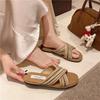 Fashion The 2025 New Bohemian Flat-bottomed Woven Cross-strap Slippers for Women's Summer Wear Have A Niche Design