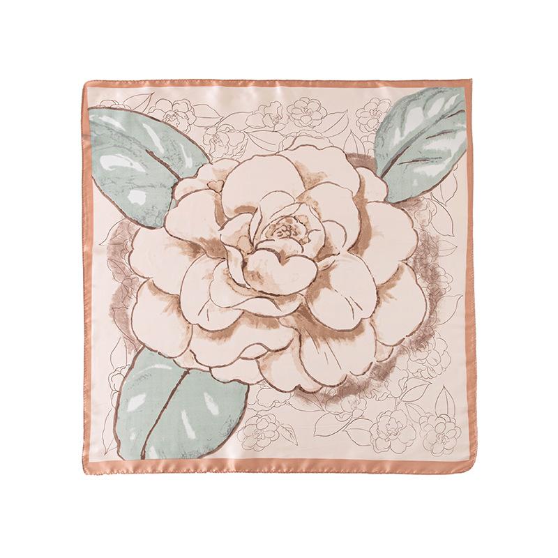 Summer silk scarf 70cm imitation silk small square scarf silk scarf female Japanese and Korean version plain crepe satin printing versatile flight 70*70