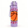 1PC Basketball Champion Circular Emblem 750ml Color Plastic Water Bottle Leakproof Flip Straw Lid For Sports Office Home Use