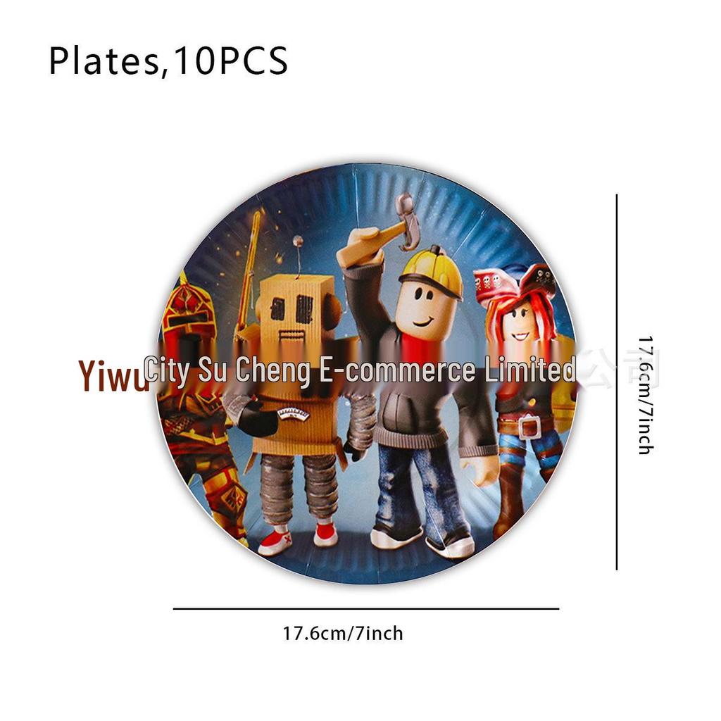 Roblox Party Supplies: Virtual World Game Decorations - Plates, Cups, Hats, Napkins, Banner