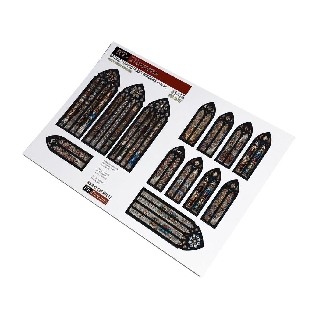 RT Diorama 1/35 Gothic Stained Glass Window Type 1 Miniature Accessory RTD35767 (Scenery)