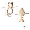 Cazador Cute Cat and Fish Bone Stud Earring Women Small Piercing Earrings Stainless Steel Jewelry Mother Gift 2026 Trend
