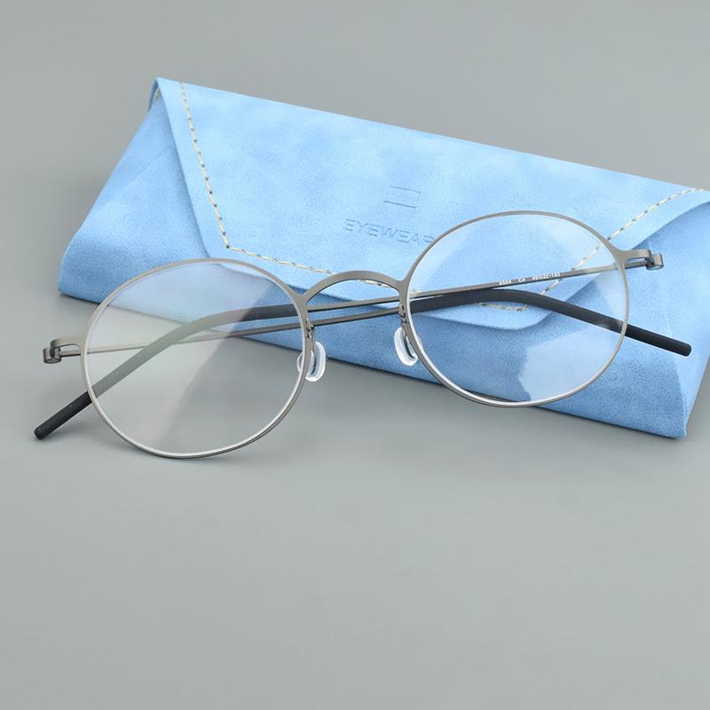 Round Glasses Frame Men Women Korea Eyeglass Frames 5504 Titanium Brand Eyewear Retro Ultralight Eyeglasses Business Spectacles