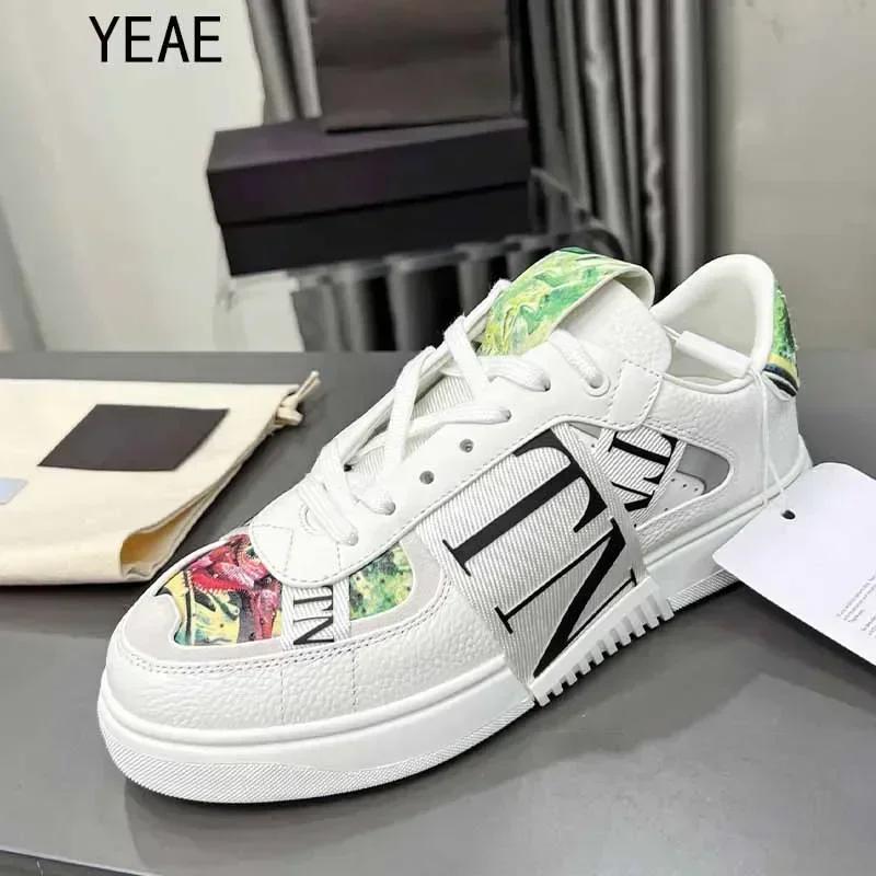 High-quality luxury trend colorful patchwork letters casual shoes High-end men's and women's leather shoes