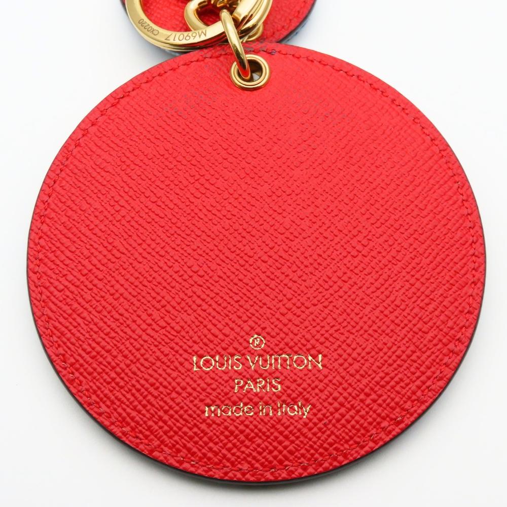 Used LOUIS VUITTON key ring Porto Kure M69017 Monogram denim/leather Blue Red Key ring