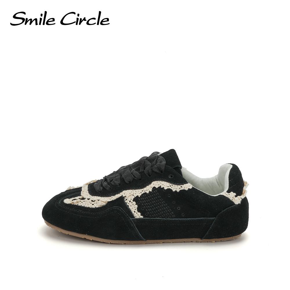 Genuine Leather Women Casual Shoes Round Toe Lace Up Trainers Fashion Comfortble Sneakers