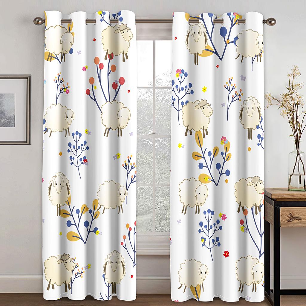 3D Flowers Classical Art Green Yellow Curtains 2 Panels Applicable Living Room Bedroom Kitchen Balcony Window Decor