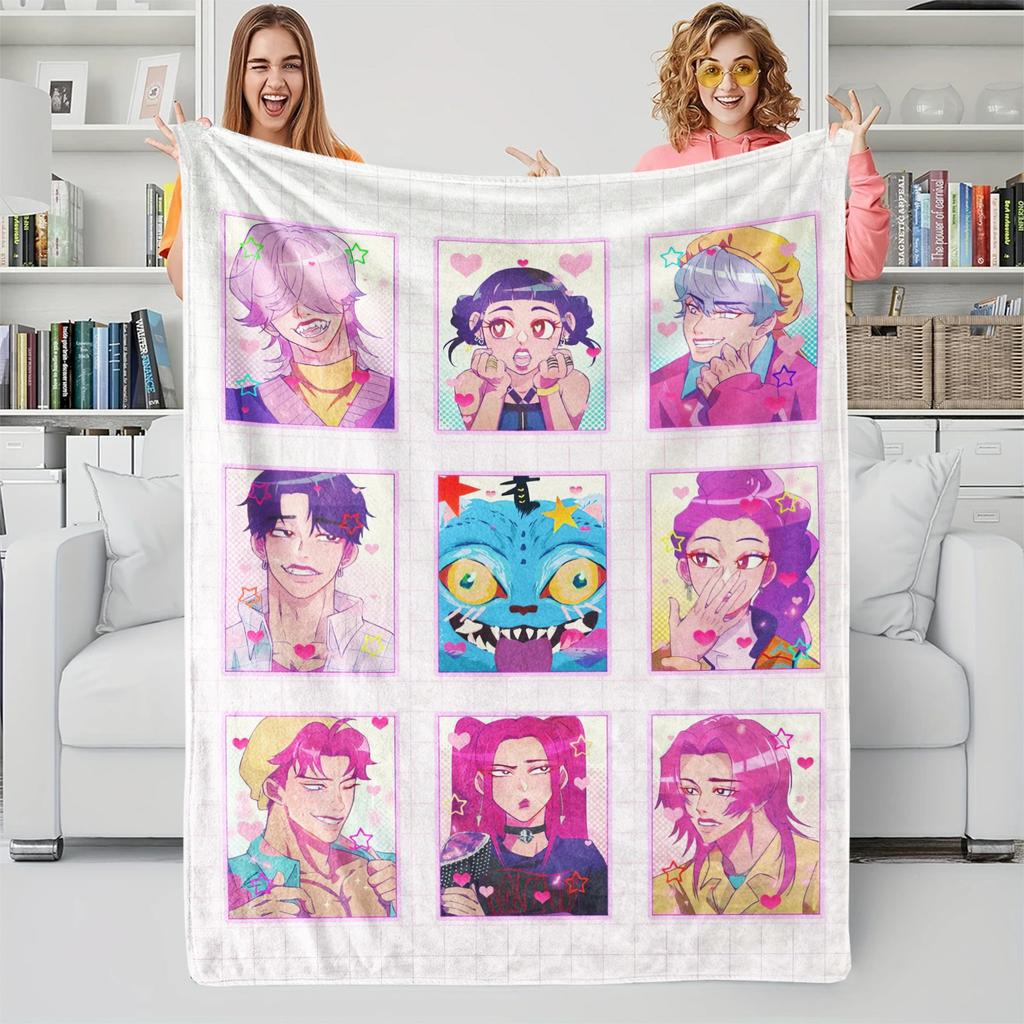 K-POP Demons Hunters Theme Blanket, Hot Anime Print Flannel Throw Blanket, Perfect Fan Gift Blanket, Home Casual Warm Blanket