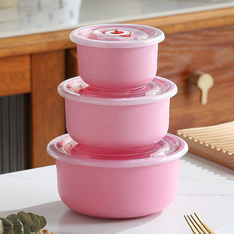 

Wheat Straw 3-Piece Stackable Storage Container Set - Food Safe, Airtight Lids, Leakproof - Perfect for Kitchen Organization рожевий