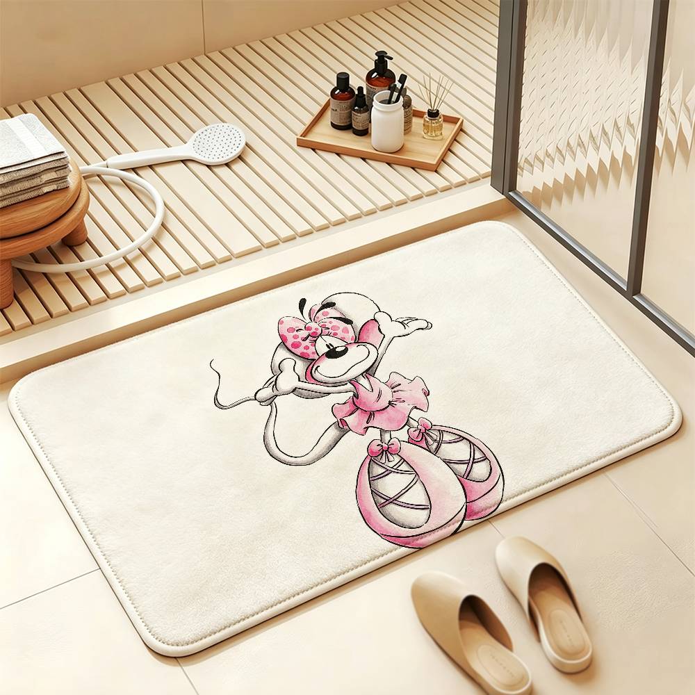 Cute Cartoon D-Diddl Mouse Short Plush Rug Carpet mat Machine Washable Soft Comfortable Anti‑Slip Floor Mat Home Decor