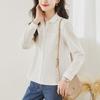 Women's Long-Sleeve White Cotton Shirt with Doll Collar - New Spring Design for a Chic, Commuting Look