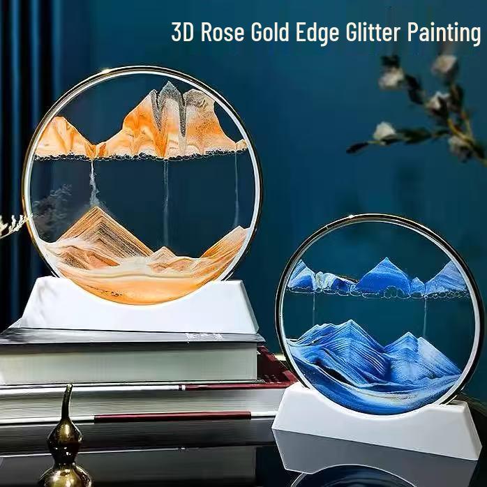 Luxurious Flowing Sand Painting - Ultra-Thin Golden Bezel Hourglass Home Decor Gift