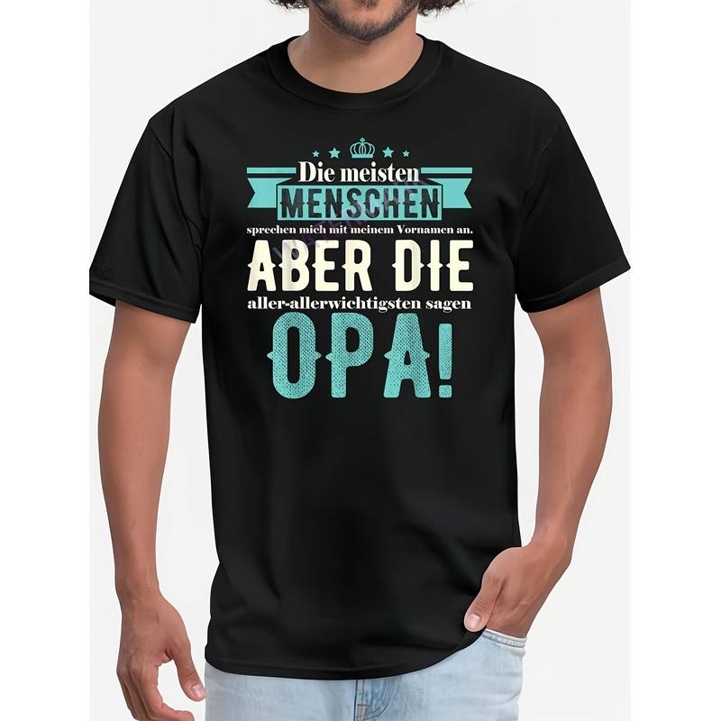 Funny German Grandpa Unisex T-Shirt | Opa Saying Gift with German Text, Soft Breathable, Loose Fit, Crew Neck, Short Sleeve, Geometric Pattern, Black