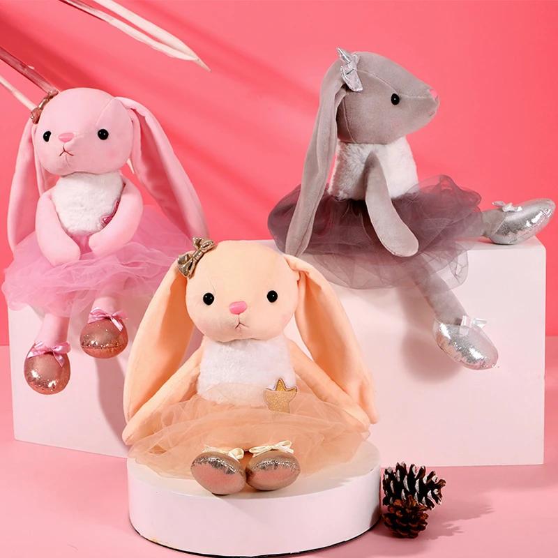 Lovely Ballet Bunny Plush Toys Soft Stuffed Cute Dressing Rabbt Animal Dolls Baby Finger Pillow for Kids Girl Birthday Gift