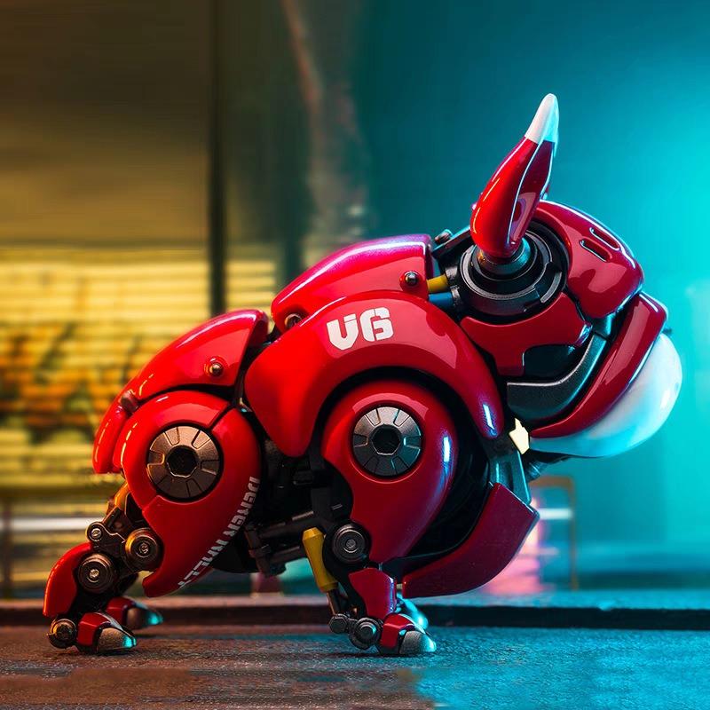 Mechanical Dog Figure Doll Cartoon Anime Bulldog Joint Movable Cute Pet Tide Play Office Model Car Ornament Gift Kids Funny Toy