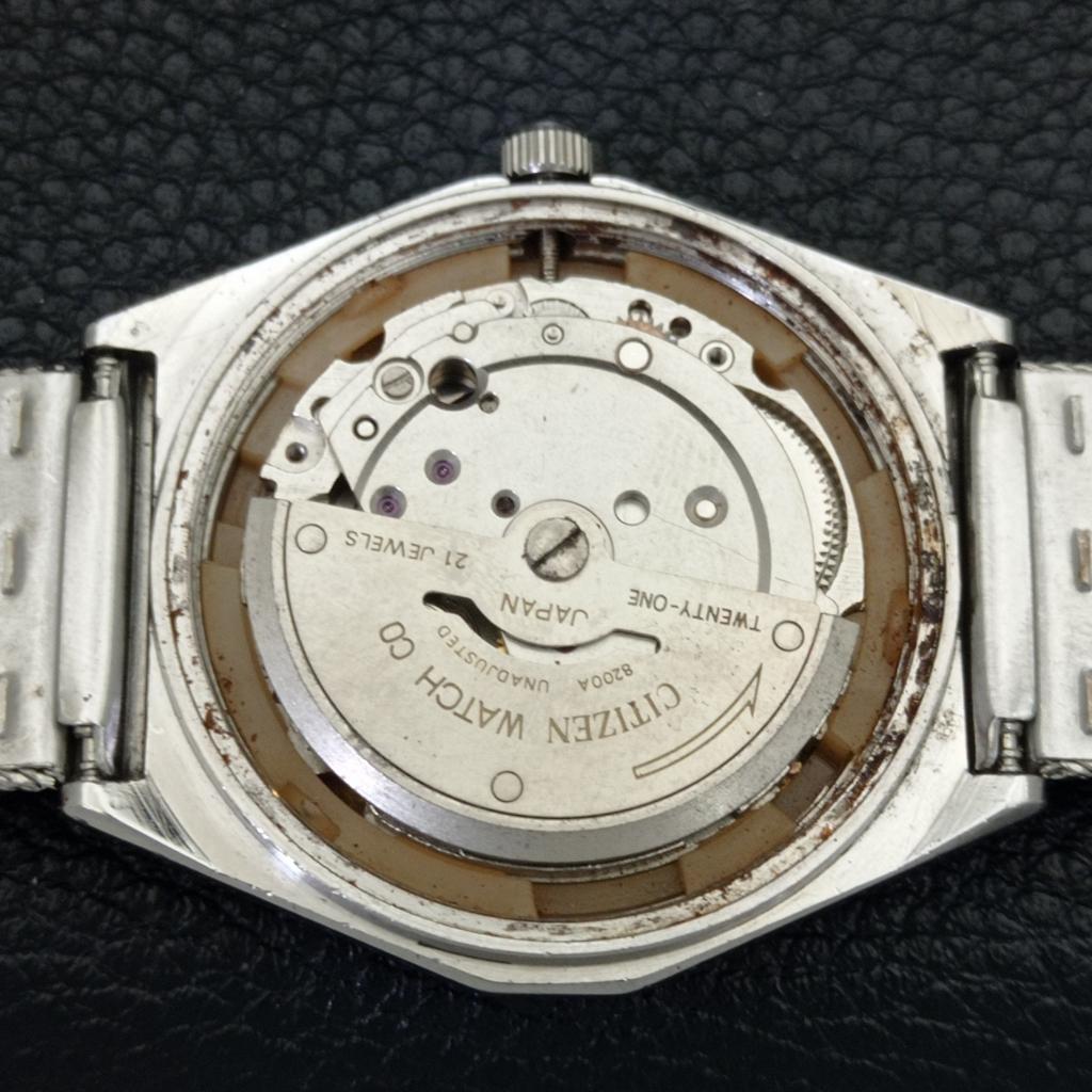 VINTAGE CITIZEN AUTOMATIC 8200 JAPAN MENS DATE RED COLOR DIAL WATCH a500211-2 R151b-a500211