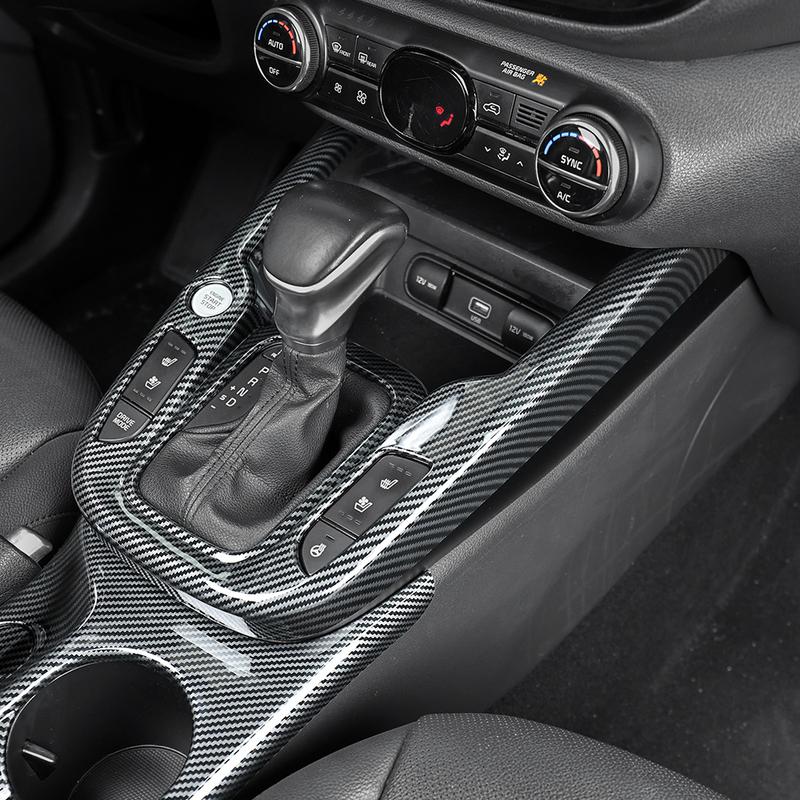 For KIA Soul -2025 Carbon Fiber Pattern Car Gear Shift Knob Console Panel Frame Cover Trim Car Accessories