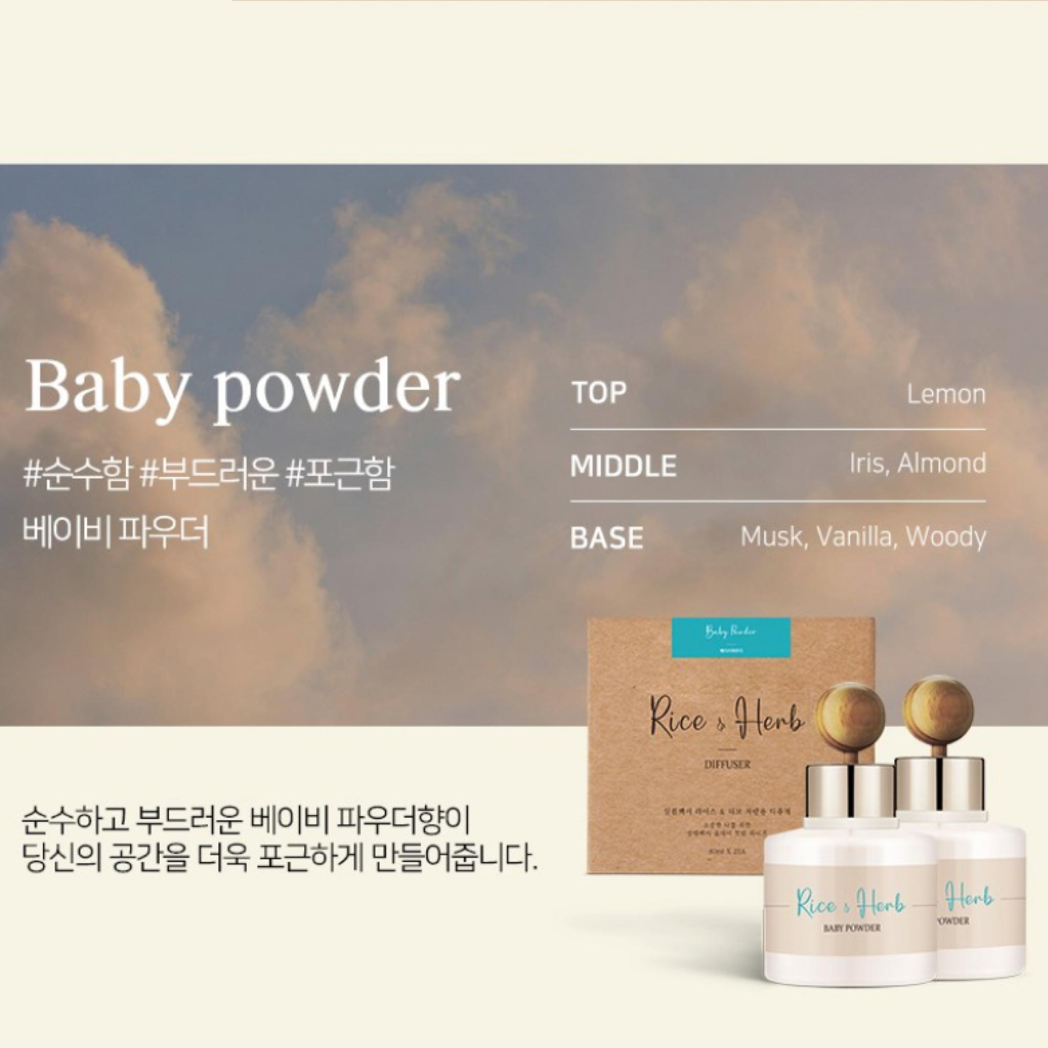 

ДИФФУЗОР ДЛЯ АРОМАТОМОБИЛЕЙ Rice & Herb, 80 мл, 2 шт. / Подарочное издание Baby Powder 80ml x 2