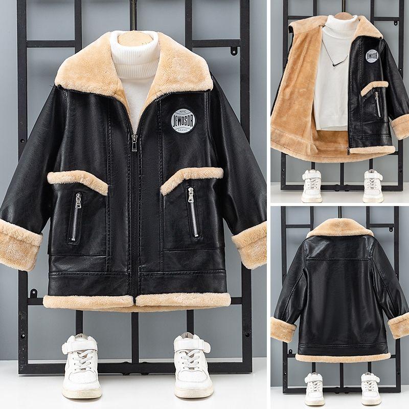Boys' Leather Jackets for Fall/Winter: Children's Fleece-Lined, Thickened Leather Jackets