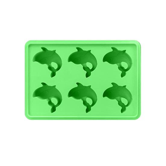 Silicone Ice Tray with Lid Dolphin-Shaped Ice Mold 6-Cavity BPA-Free Easy Release Ice Cube Maker for Cocktails