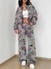 Gradual Change Autumn And Winter New European And American Women'S Clothing Retro Pattern Printing Suit Women