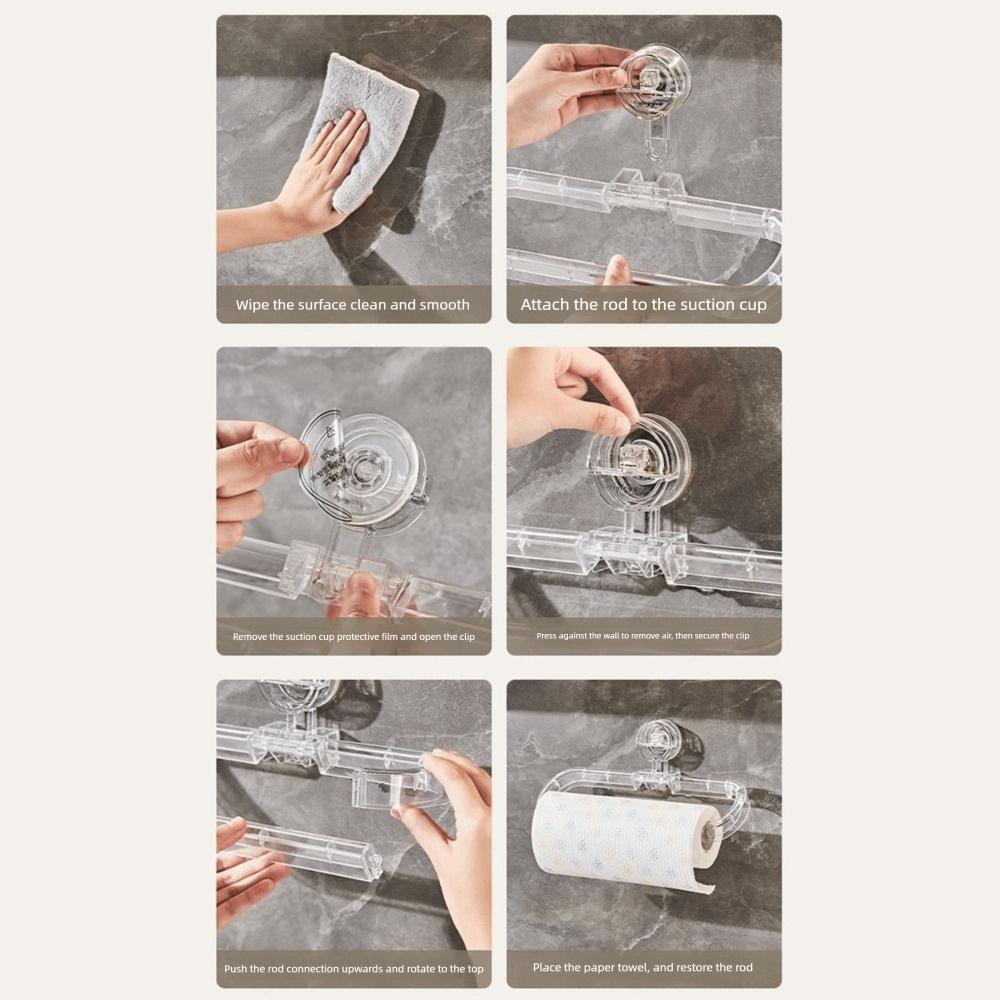 Removable Suction Cup Paper Towel Holder Wall Mounted No Drilling Roll Holder  Bathroom Accessories