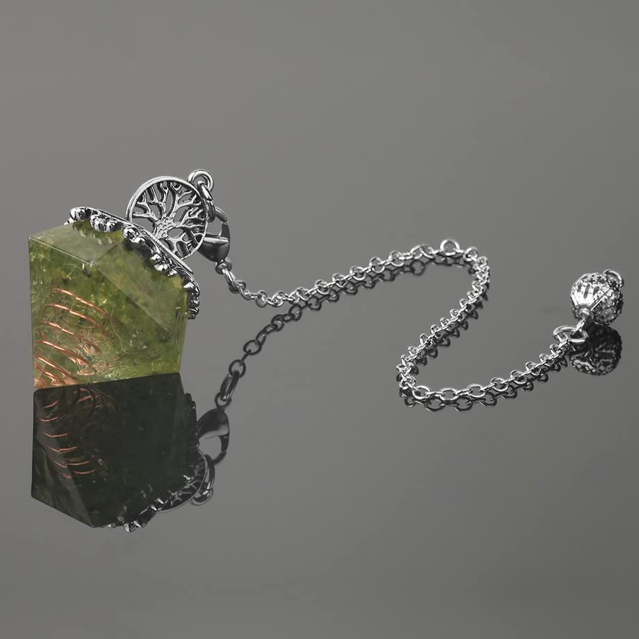 [Sedona's Magic] Diamond-shaped Orgonite Pendulum Peridot Tree of Life Pendulum Power Stone Dowsing Fortune Telling Orgon Power