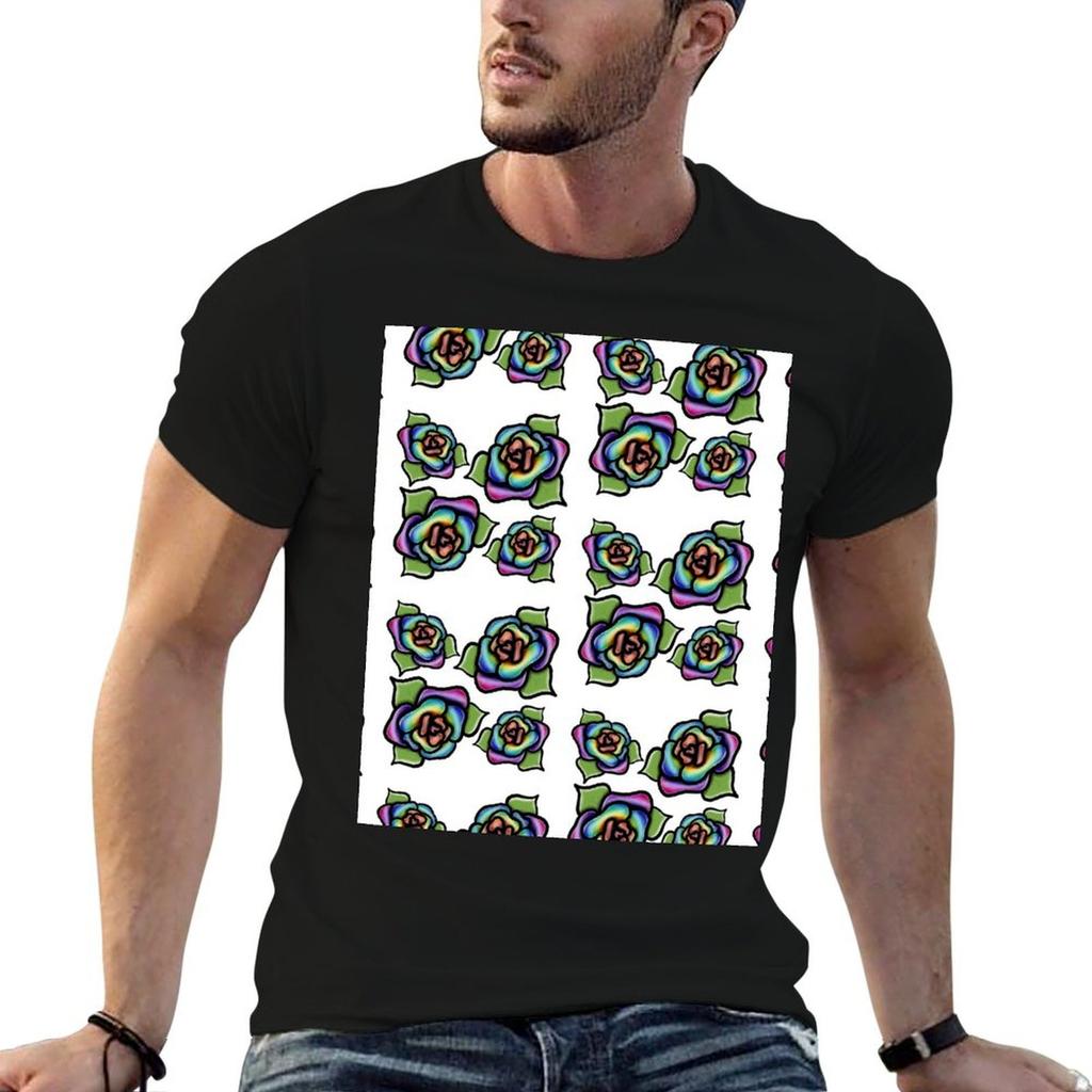 Cute Rainbow Flowers TShirt Large Size Breathable Tee