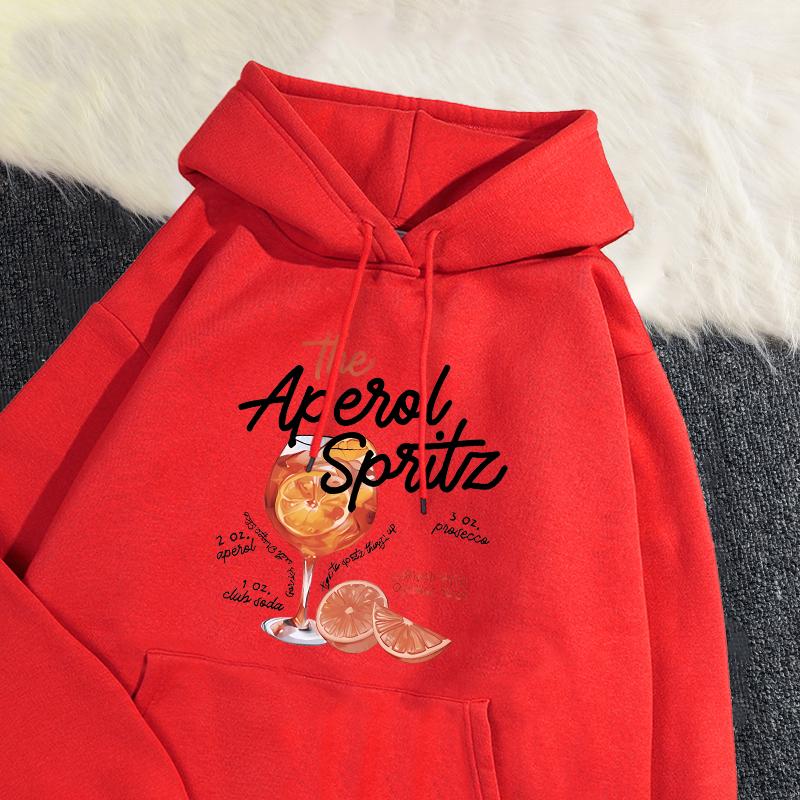 

Зимнее женское худи Aperol Spritz с ретро-принтом коктейля, толстовка свободного кроя с карманом, теплая, пуловер, милая спортивная одежда с графикой, ретро Y2K 3XL