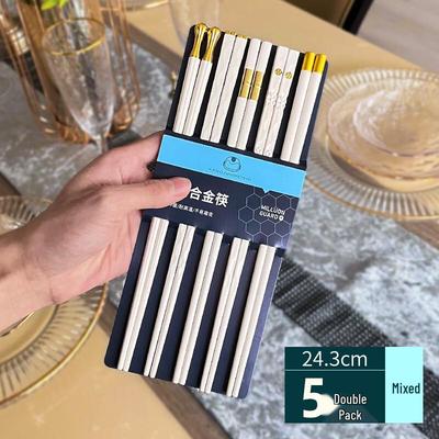 Ru Han Healthy Sharing Italian Style Alloy Chopsticks, 10 Pairs
