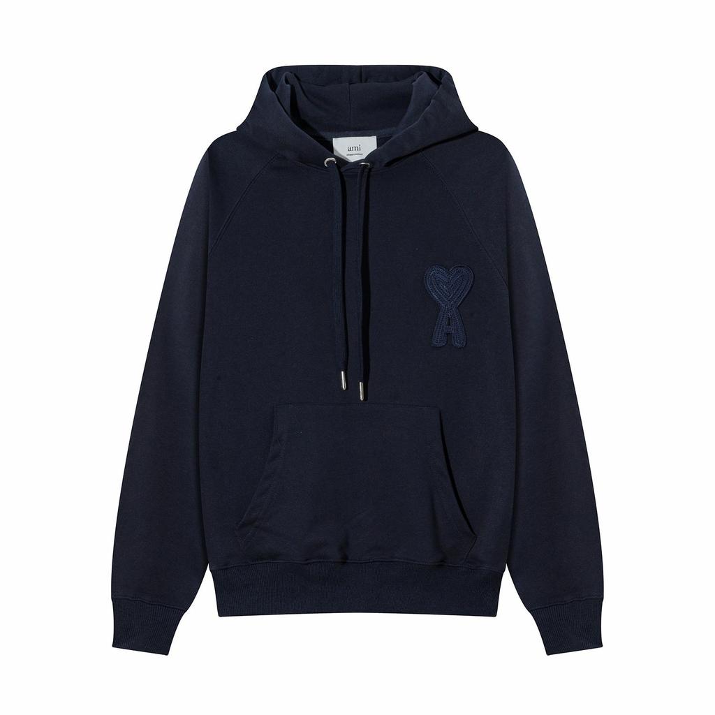 668 AMI Autumn and Winter New Product Classic Weaving Love Towel Embroidered Shoulder Insert Men's Hoodie