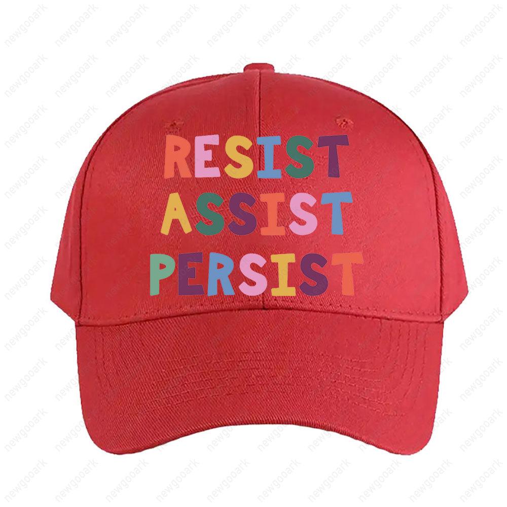 RESIST ASSIST PERSIST Cap Summer Women Unisex Adult Peaked Hat Fashion Casual Adjustable