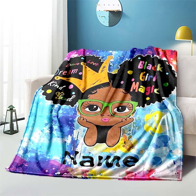 Black Girl Customize Your Name Blanket Used For Chair Office Sofa Bed Camping Soft And Warm Giving Friends And Relatives Birthday Graduation Gift