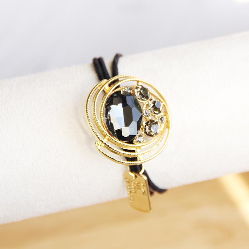 Vintage Elegant Crystal Hollow Metal Hair Rope Scrunchies Women Girls Elastic Tie Hair Rubber Bands Holder Accessories Headdress