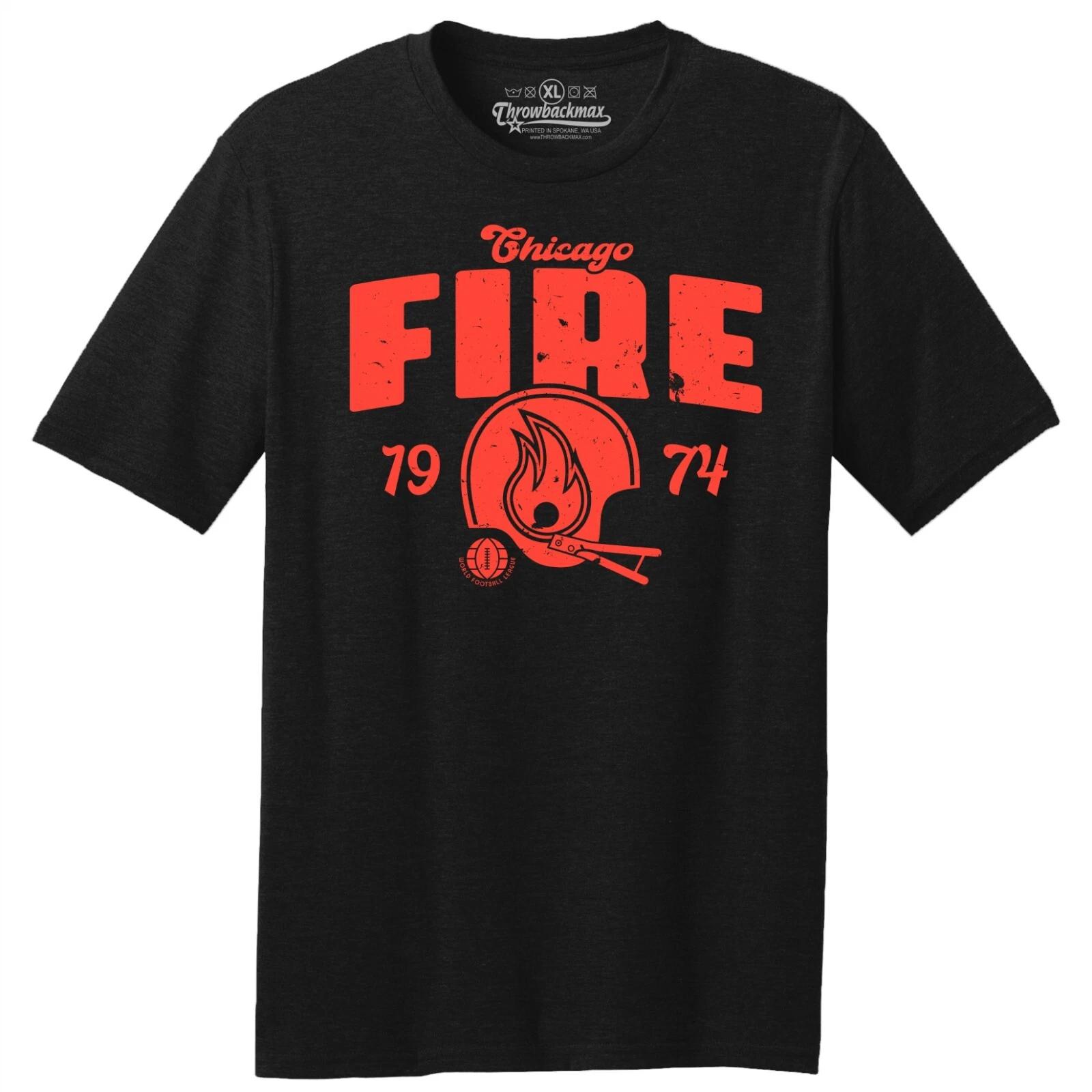 Chicago Fire 1974 WFL Футболка TRI-BLEND - Bears, Cubs, Bulls L