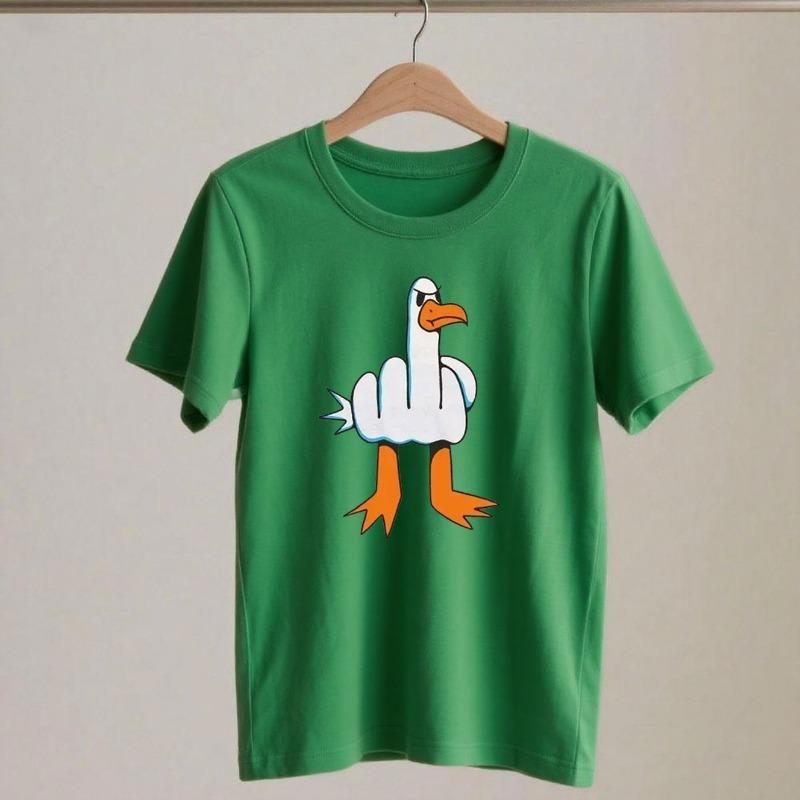 Mens Funny T-Shirt Rude Seagull Design Regular Fit Tee Women Men Print Cartoon Graphic T Shirts Breathable Workout