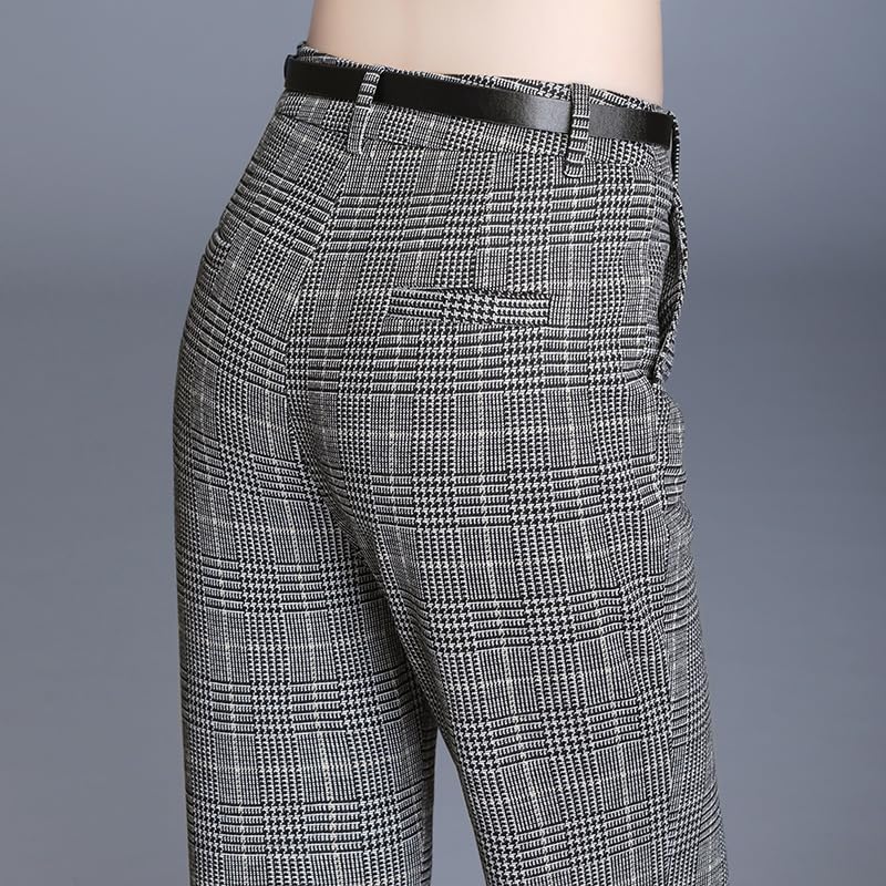 Syvent Tapered Check Tight Perfect for Plus Long 12F643 Women's Pants, Fit, Commuting, Casual, Sizes, Stylish, Figure-Flattering, Pants,