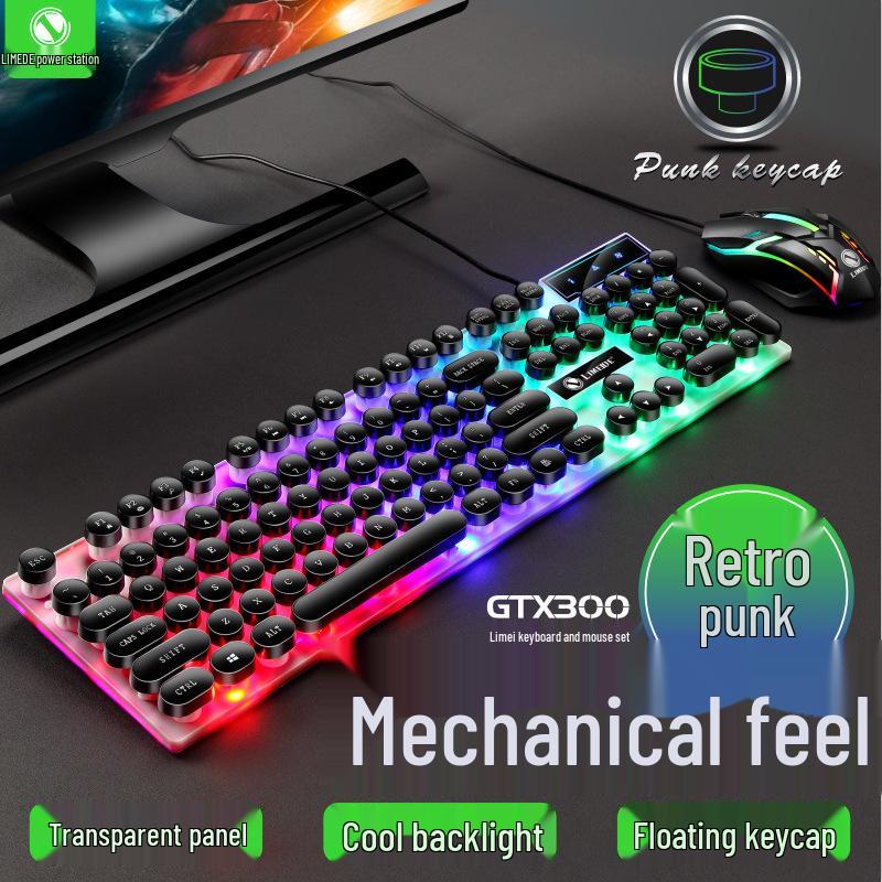 Gaming Style USB Keyboard and Mouse Set with Backlit Mechanical Feel for Desktop and Laptop