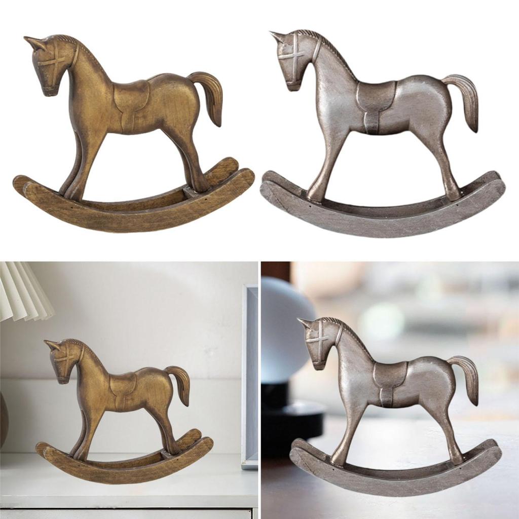 Rocking Horse Statue Artistic Art Crafts Decoration Versatile Decorative Figurine for Tabletop Living Room Office Cabinet Porch
