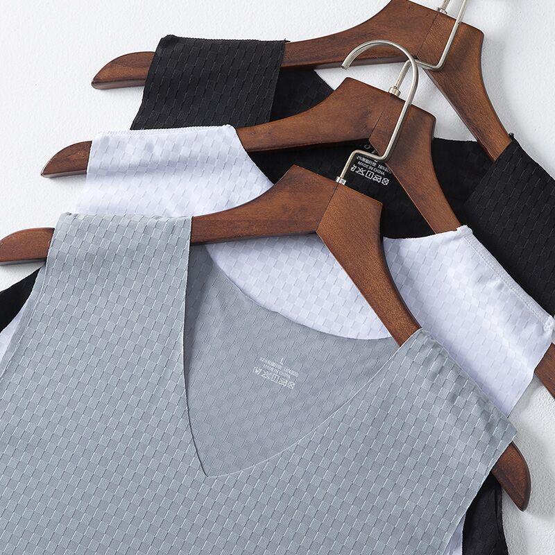 Men's Quick-Drying Slim Fit V-Neck Mesh Ice Silk Summer Tank Top