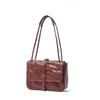 Real Leather Women's Bag Commuting Shoulder Fashionable Retro Mailman Tree Cream Vegetable Tanned Cowhide Crossbody
